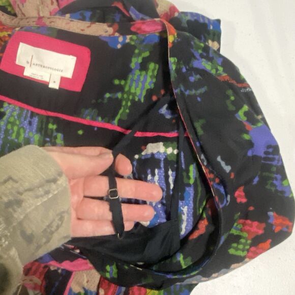 Anthropologie Astrid Needlepoint Mini Dress Navy Black Floral Cottagecore Size M - Picture 12 of 16